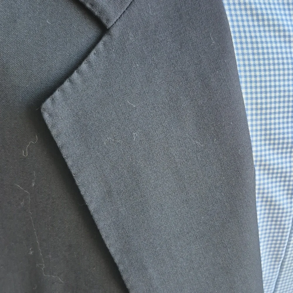 SAMUELSOHN Dark Navy Solid Loro Piana Super‎ 110s Wool Mens Sz 44 L Sport Coat
